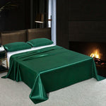 Drap plat en Satin vert - Taie d’oreiller 48x74cmx2