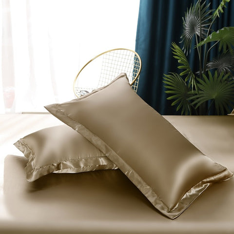 gold colored silk pillowcase