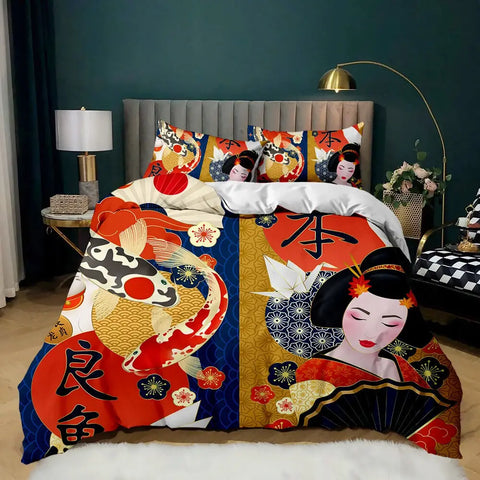 Parure de lit motif japonais