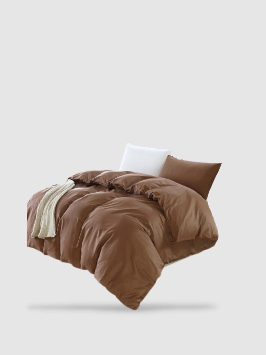 housse de couette coton lavé 240x260 - Marron