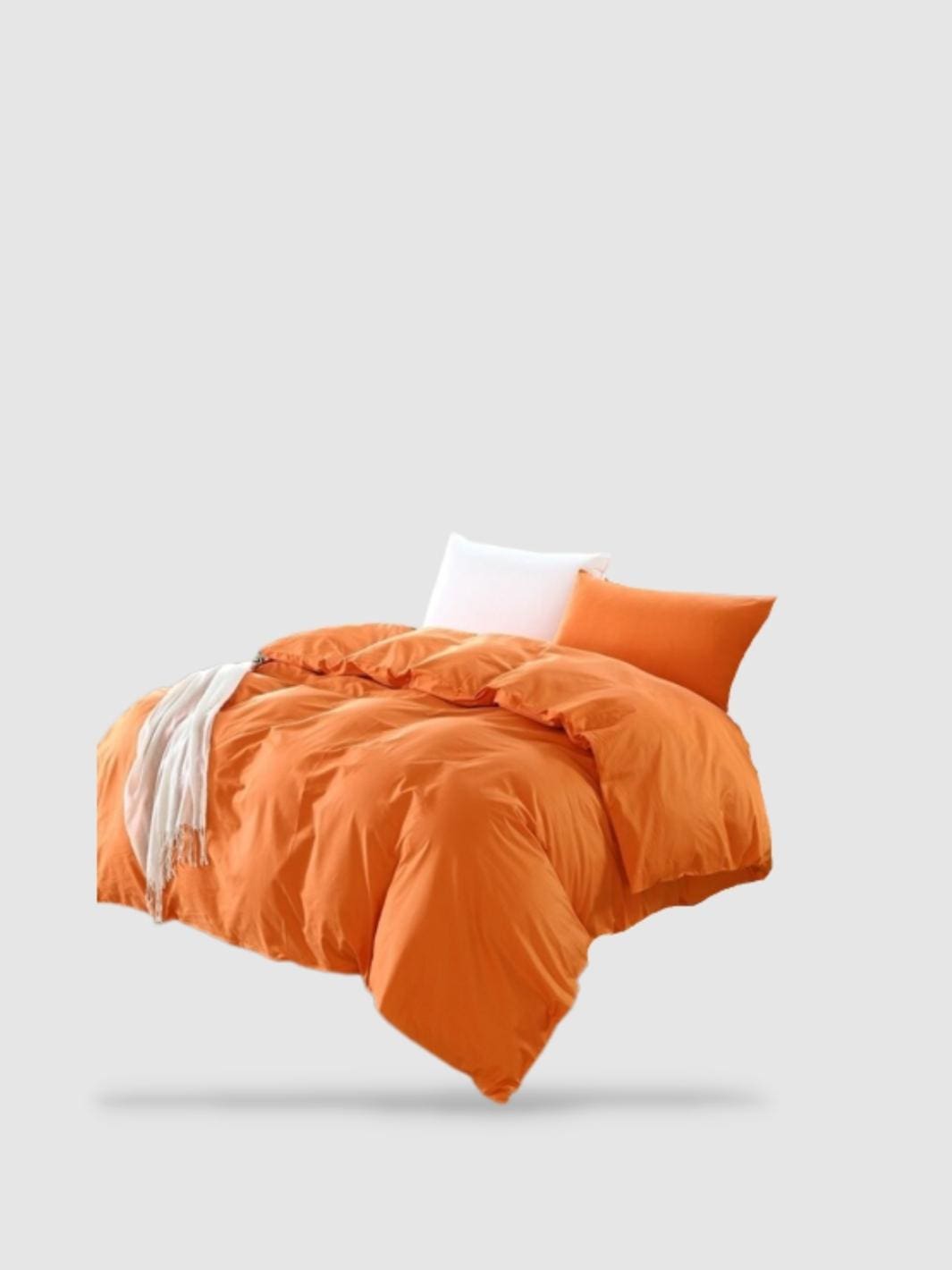 housse de couette coton lavé 150x200 - Orange