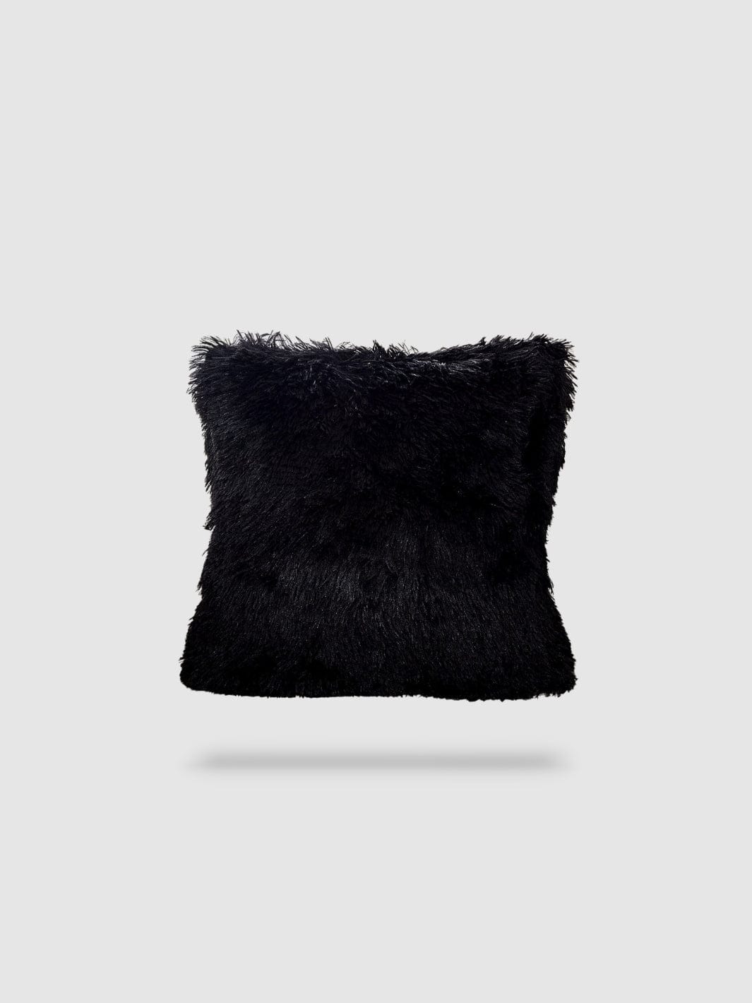 Housse de coussin noir fausse fourrure-45x45 cm uni