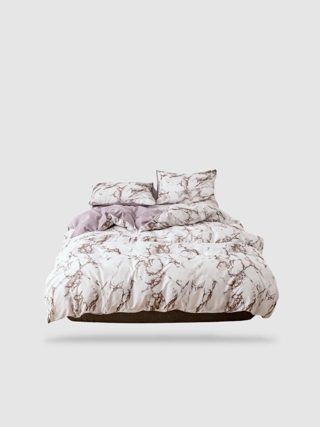 Zoey's Store Drap-housse, drap de lit avec poche profonde motif marbre et  roche - Parure de lit sans taie d'oreiller (blanc, 180 x 200 x 35 cm)